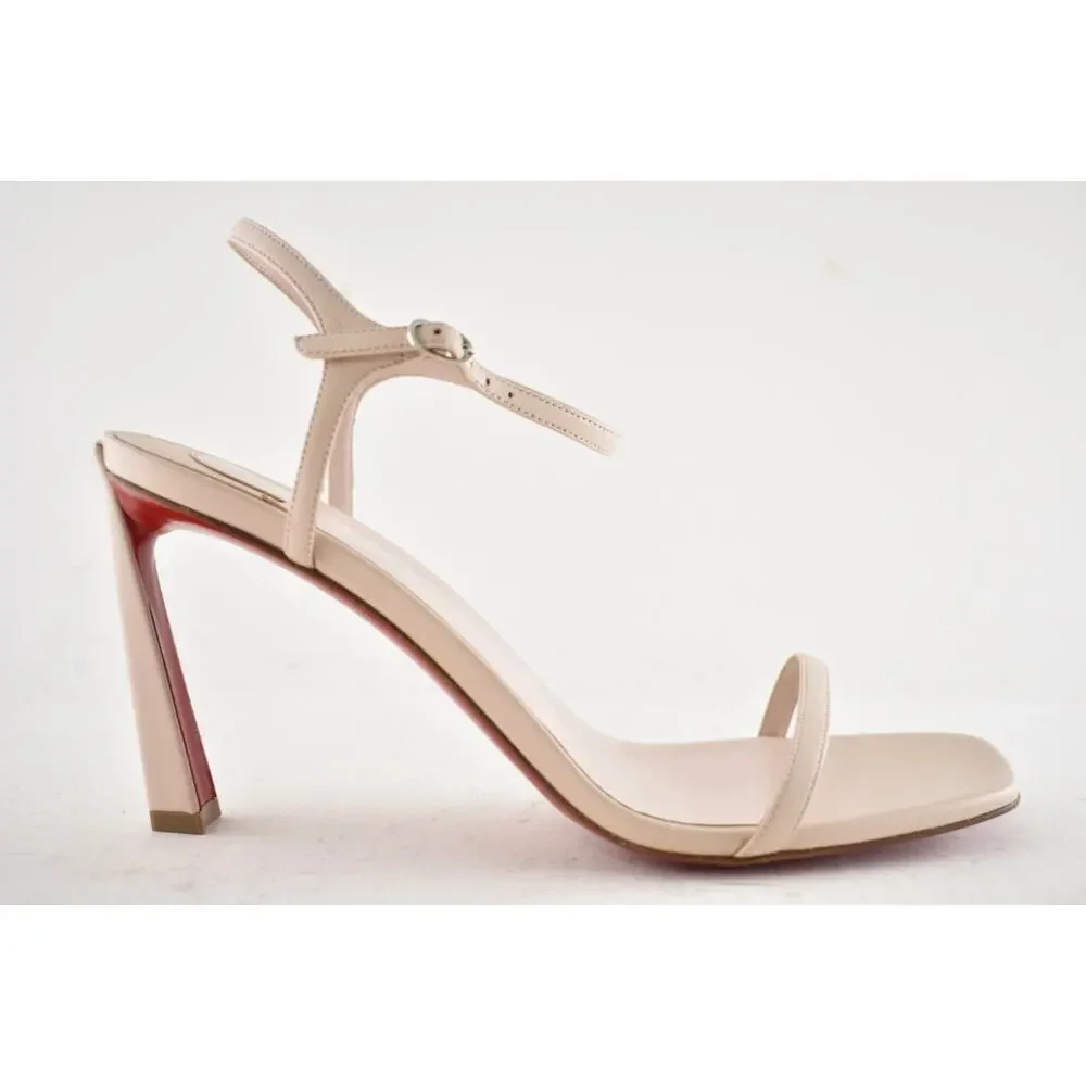 Christian Louboutin Condora Sandal 85 Leche White Pink Ankle Strap Heel Pump 40 - Picture 2 of 16